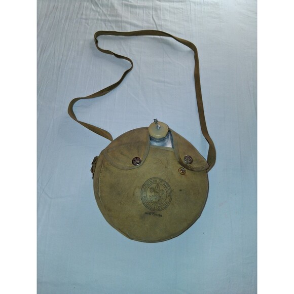 OLD VINTAGE BOY SCOUT OLD CANTEEN WITH CLOTH COVER STRAP BOY SCOUT'S OF AMERICA - Picture 2 of 5